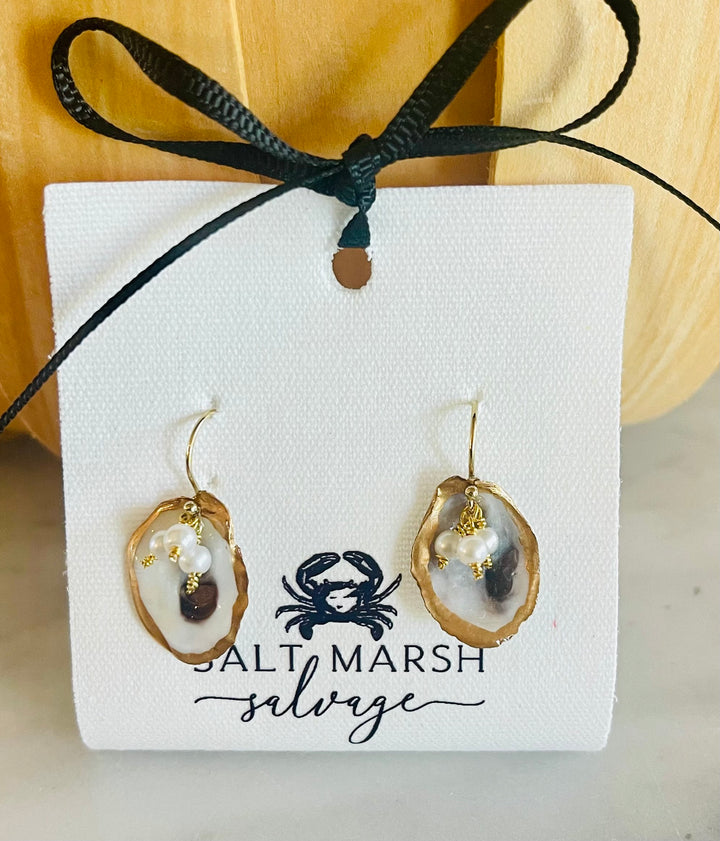 Salt Marsh Oyster Earrings - Gold Filled Dangles