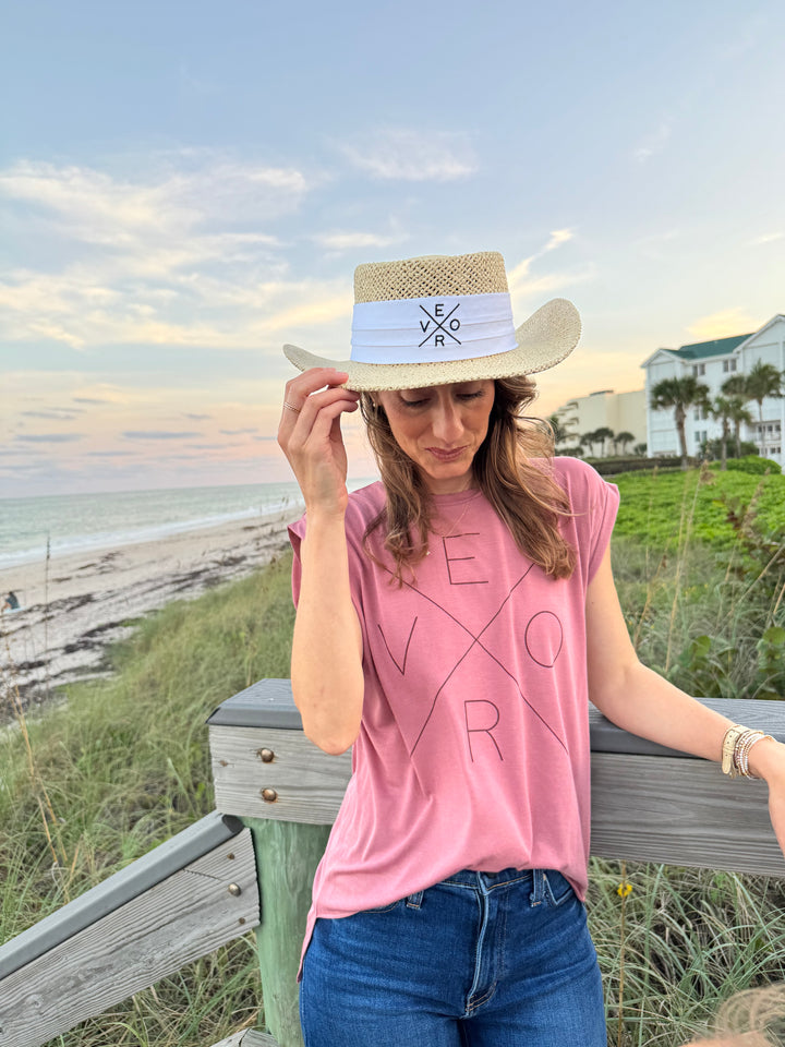 Vero Muscle Tee - Mauve & Wine