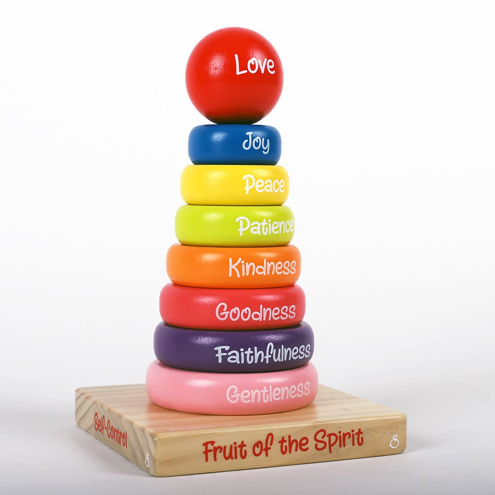 Swanson Christian Products - Puzzle Wood Stackable Rings Fruit Of The Spirit