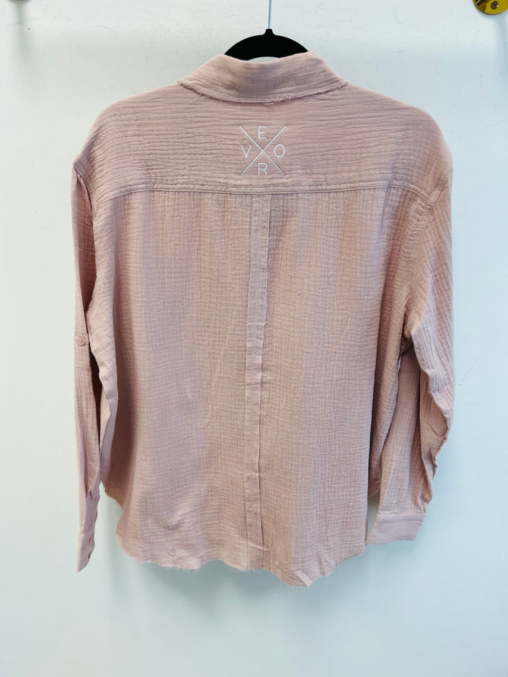 Vero Gauze Button Down - Light Pink & White