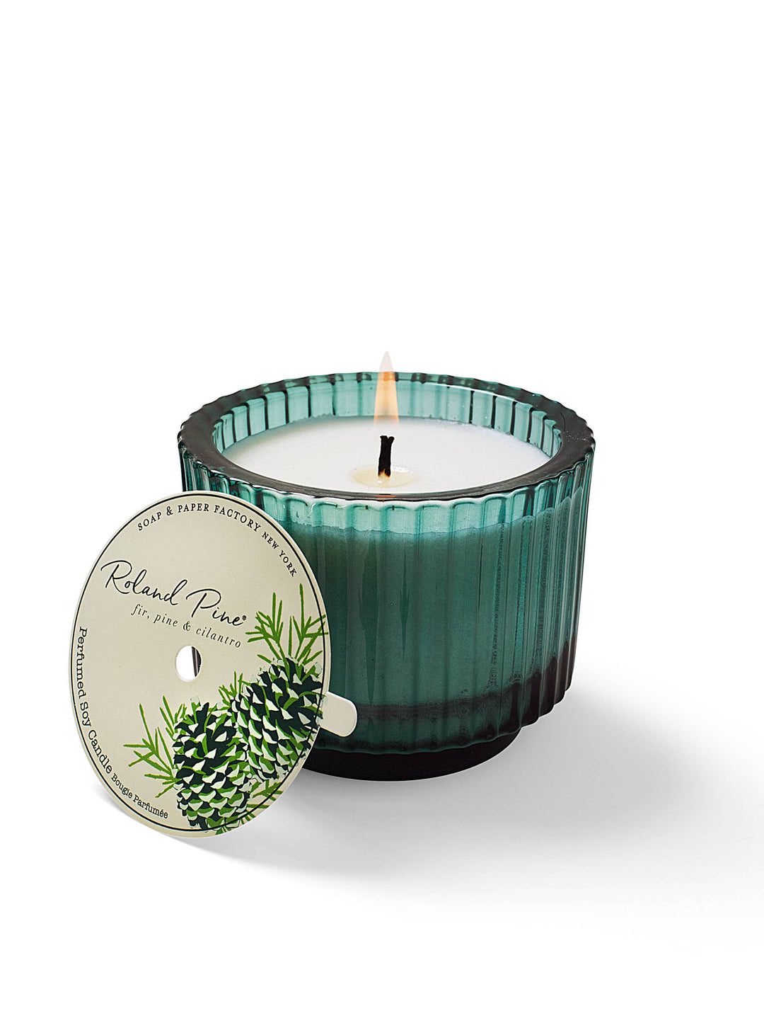 Roland Pine 6 oz Single Wick Soy Ribbed Glass Candle