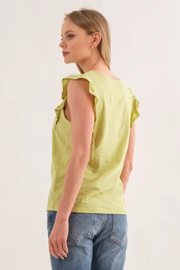 Easy Breezy Ruffle Tee - Sour Apple