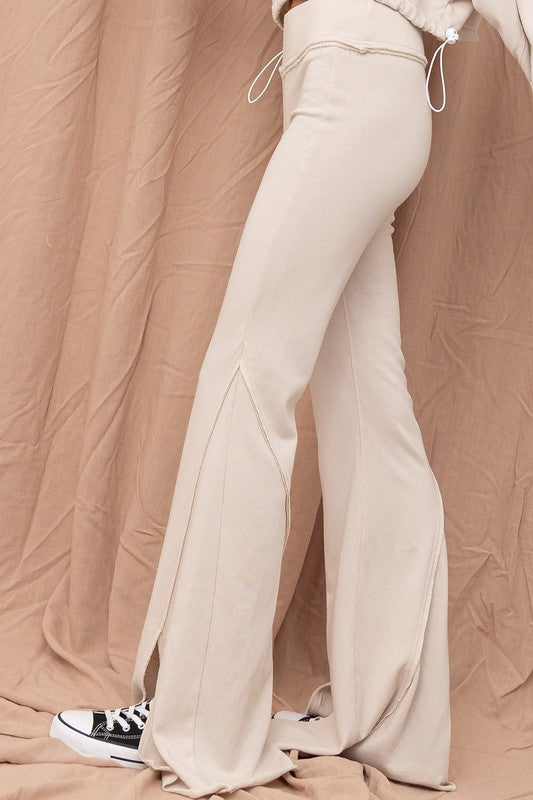 Cooling Down Terry Flare Pants - Seashell