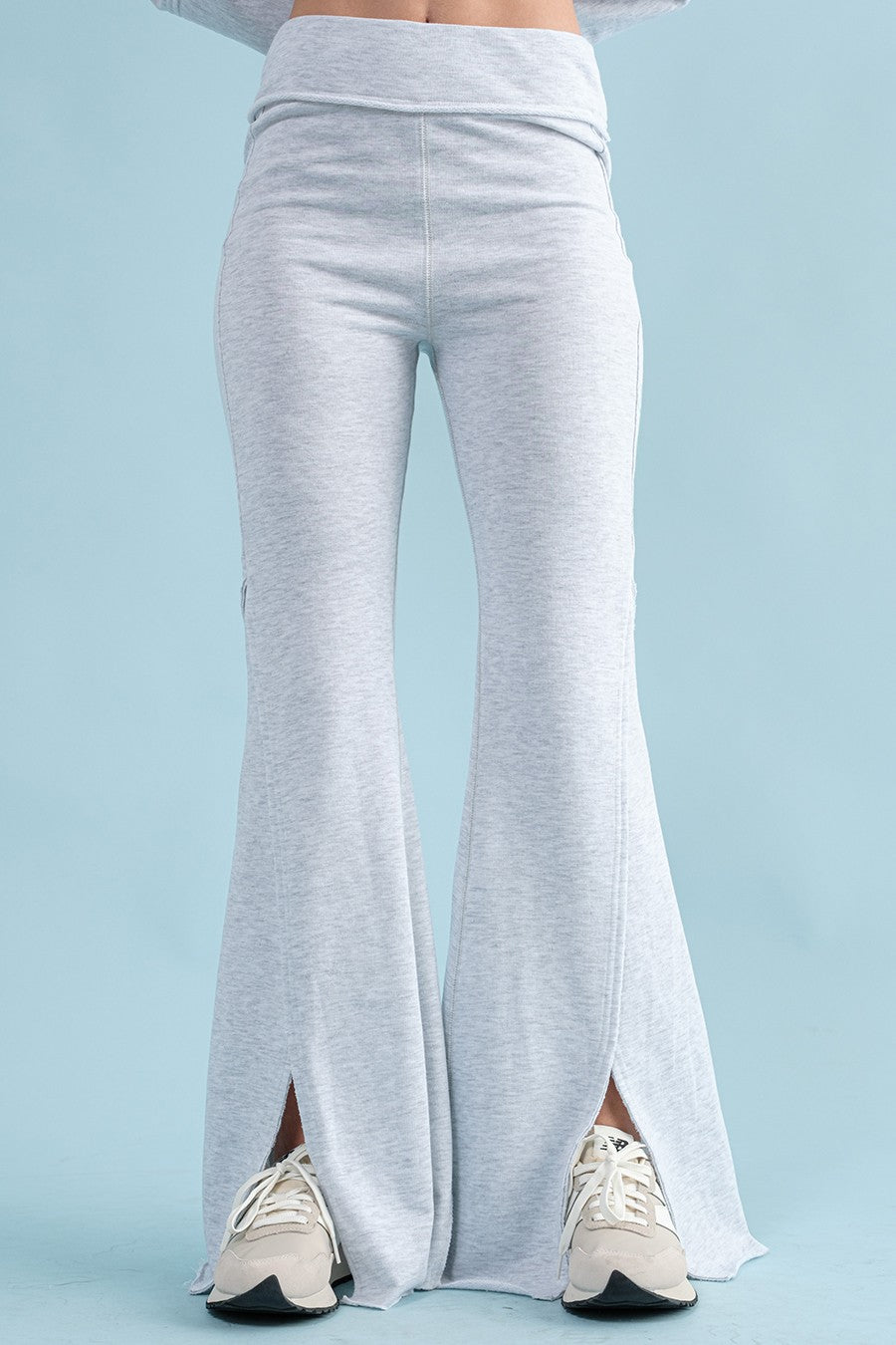Cooling Down Terry Flare Pants - Heather Grey