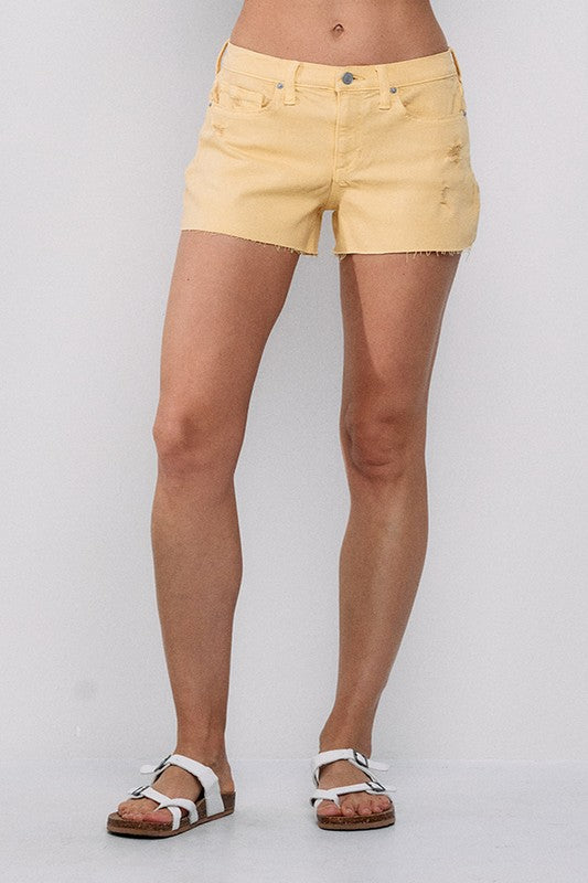 Mellow Yellow Mid-Rise Shorts