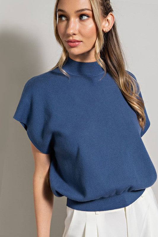 Mock Neck Short Sleeve Top