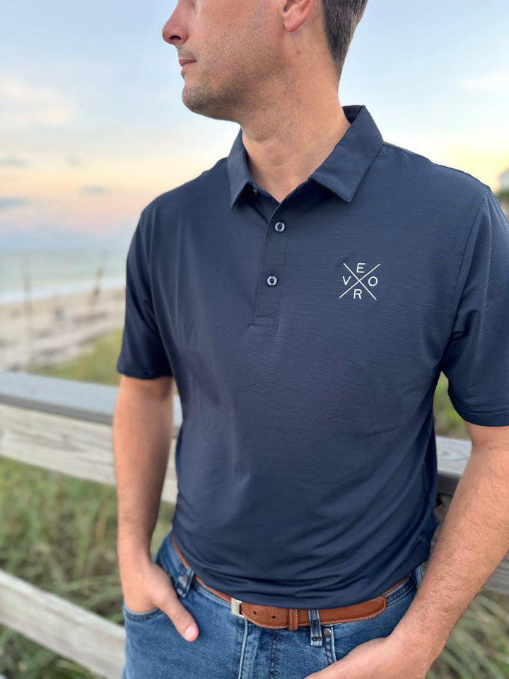 Vero Golf Shirt - Navy and White
