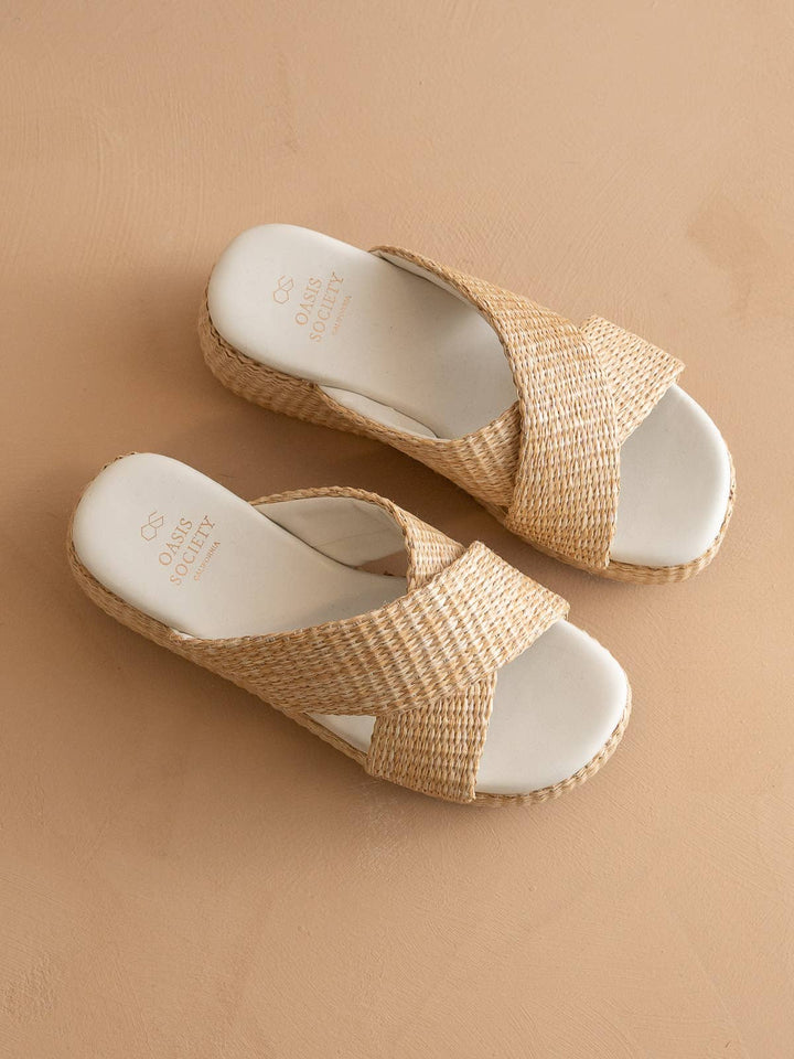 Oasis Society - The Fresno Natural | Raffia Platform Summer Sandal