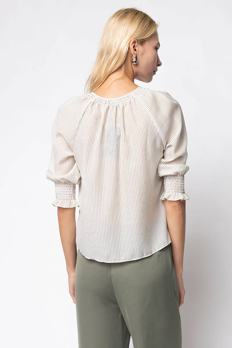 Taylor Striped Blouse - Olive