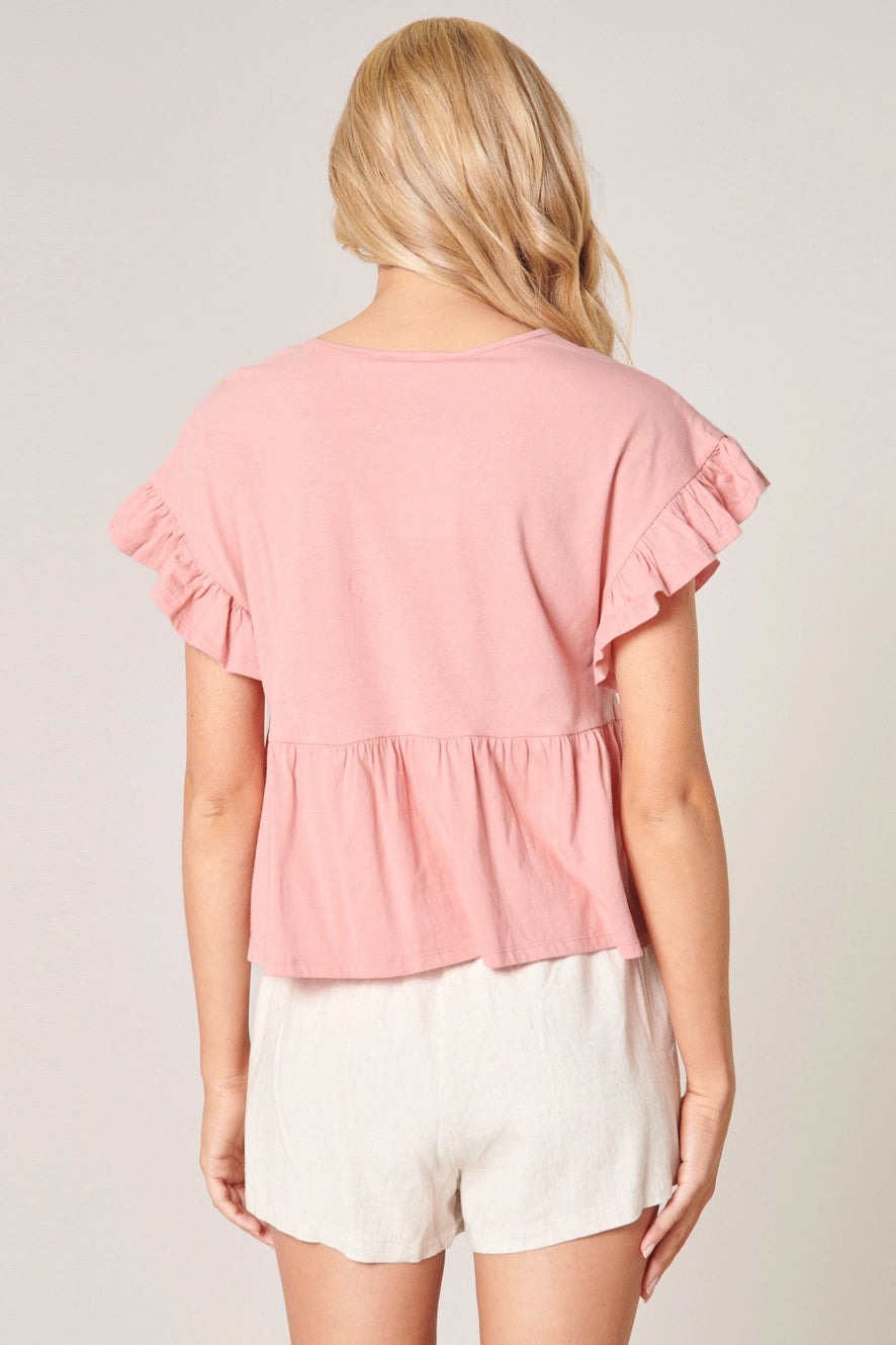 Delilah Ruffle Top - Rose