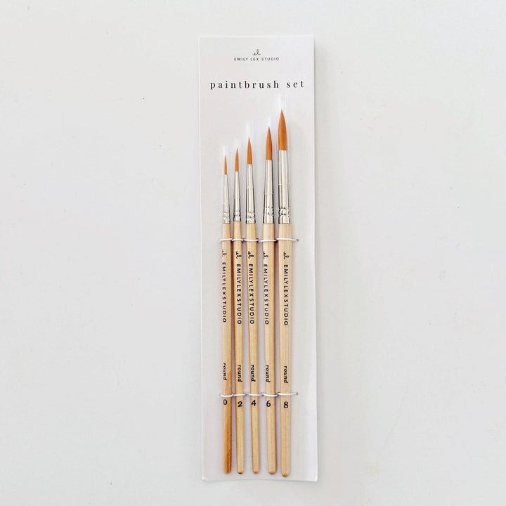 Emily Lex Studio - Watercolor Paintbrush Set of Five Wood Brushes