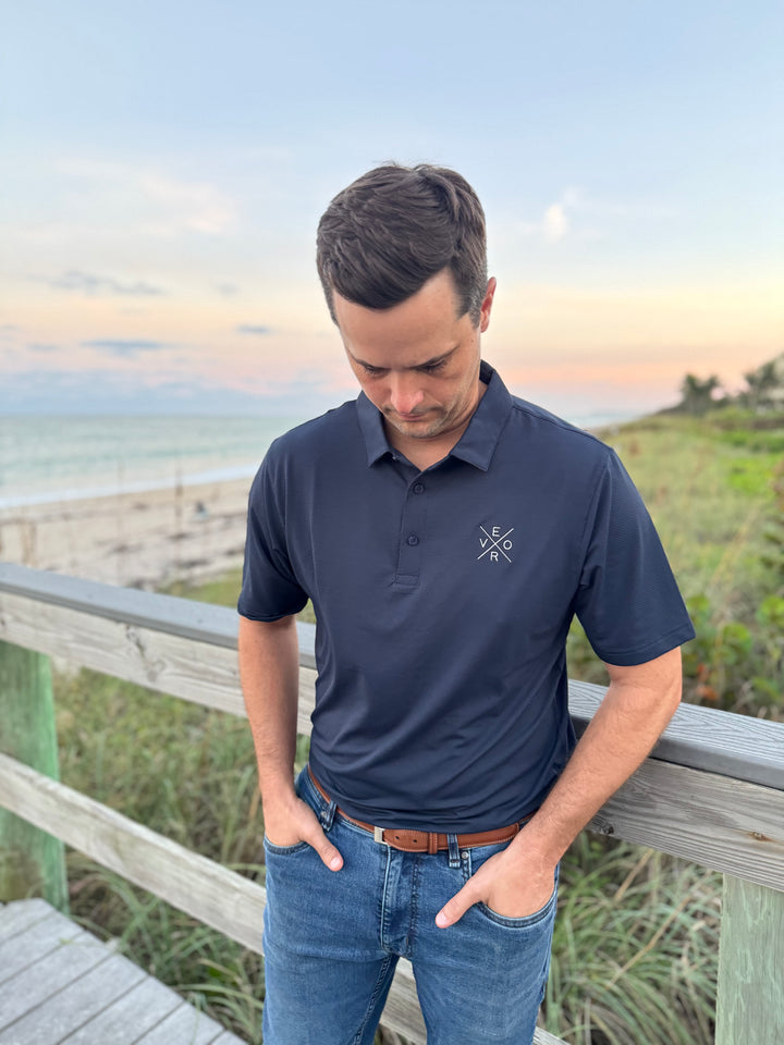 Vero Golf Shirt - Navy and White