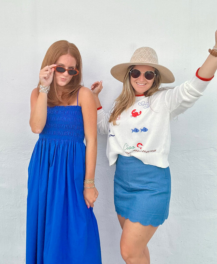 Cornelia Poplin Midi Dress - Nautical