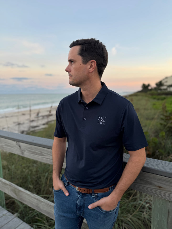 Vero Golf Shirt - Navy and White