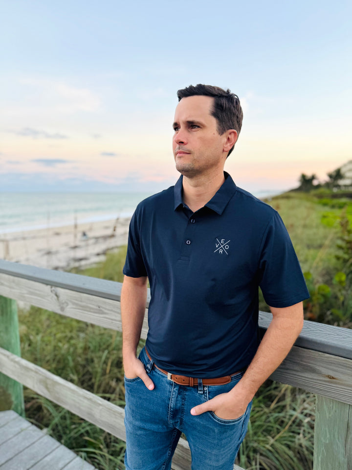 Vero Golf Shirt - Navy and White