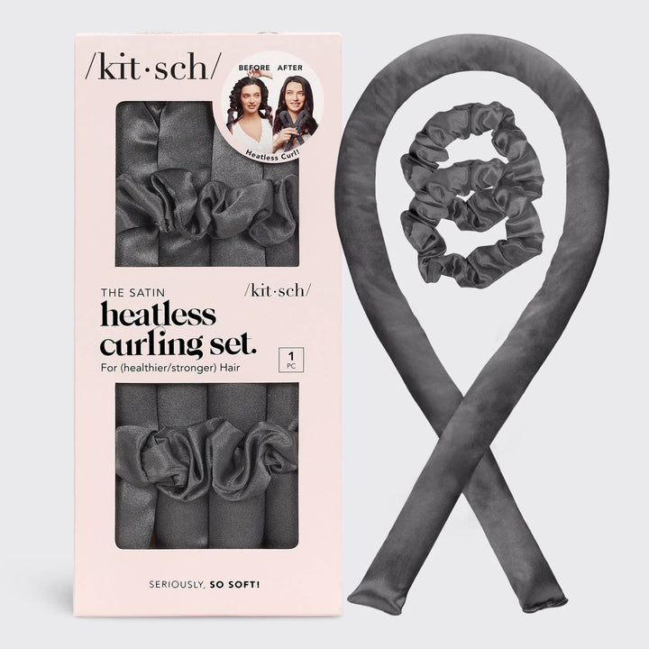 KITSCH - Charcoal Satin Heatless Curling Set