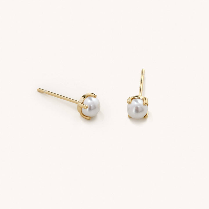 Golden Pearl Stud Earrings