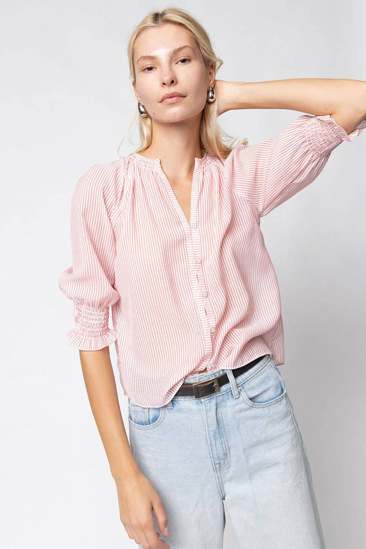 Taylor Striped Blouse - Red