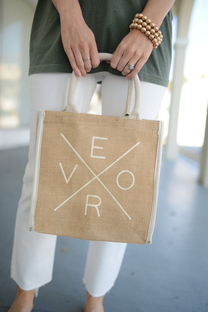 Vero Market Tote, White Trim - Medium