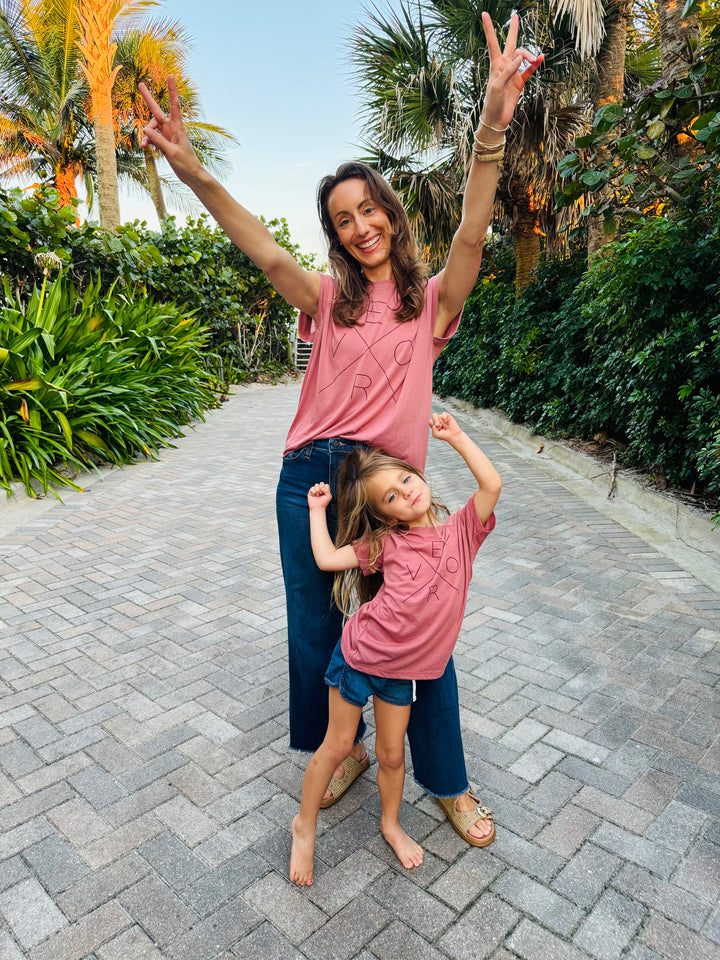 Vero Toddler Tee Shirt - Mauve and Wine