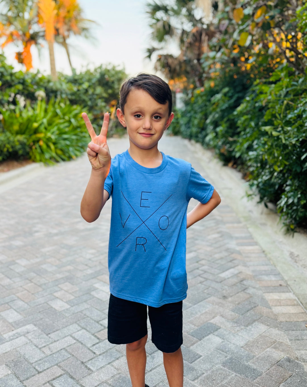 Vero Toddler Tee Shirt - Cornflower and Navy
