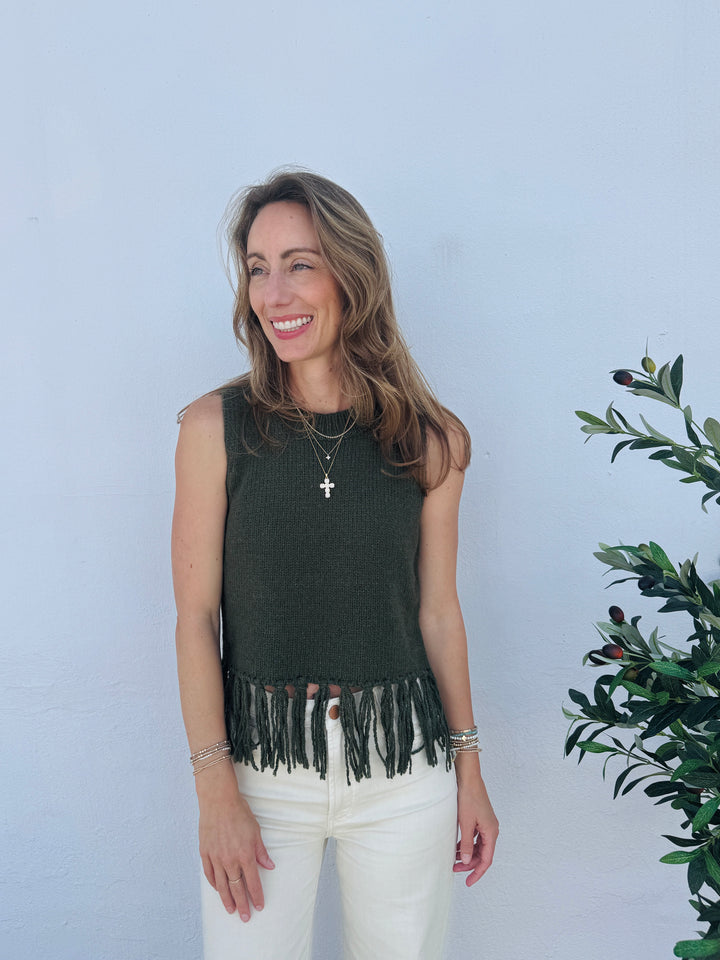 Autumn Harvest Sweater Tank - Olive