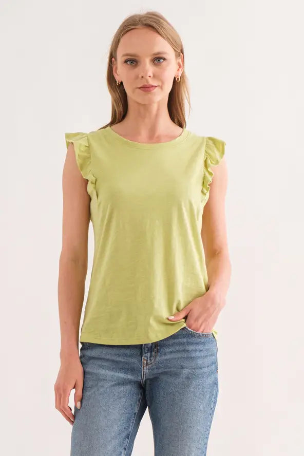 Easy Breezy Ruffle Tee - Sour Apple