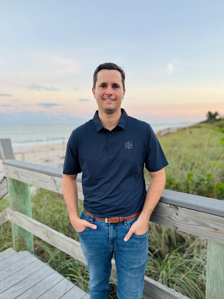 Vero Golf Shirt - Navy and White