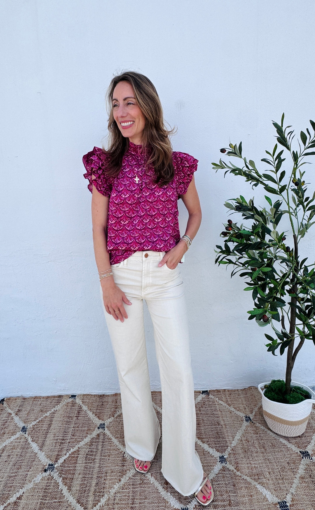 Sassy Scallop Print Blouse