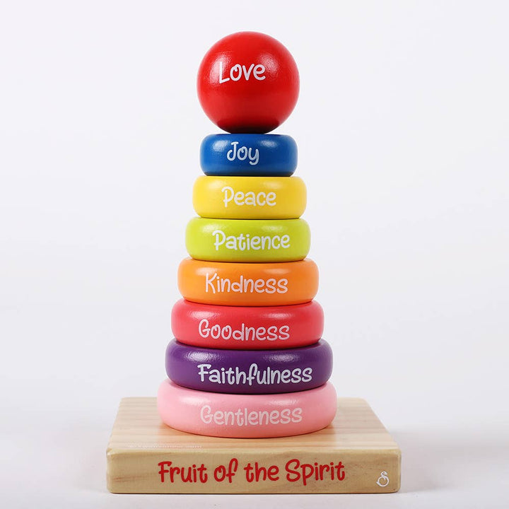 Swanson Christian Products - Puzzle Wood Stackable Rings Fruit Of The Spirit