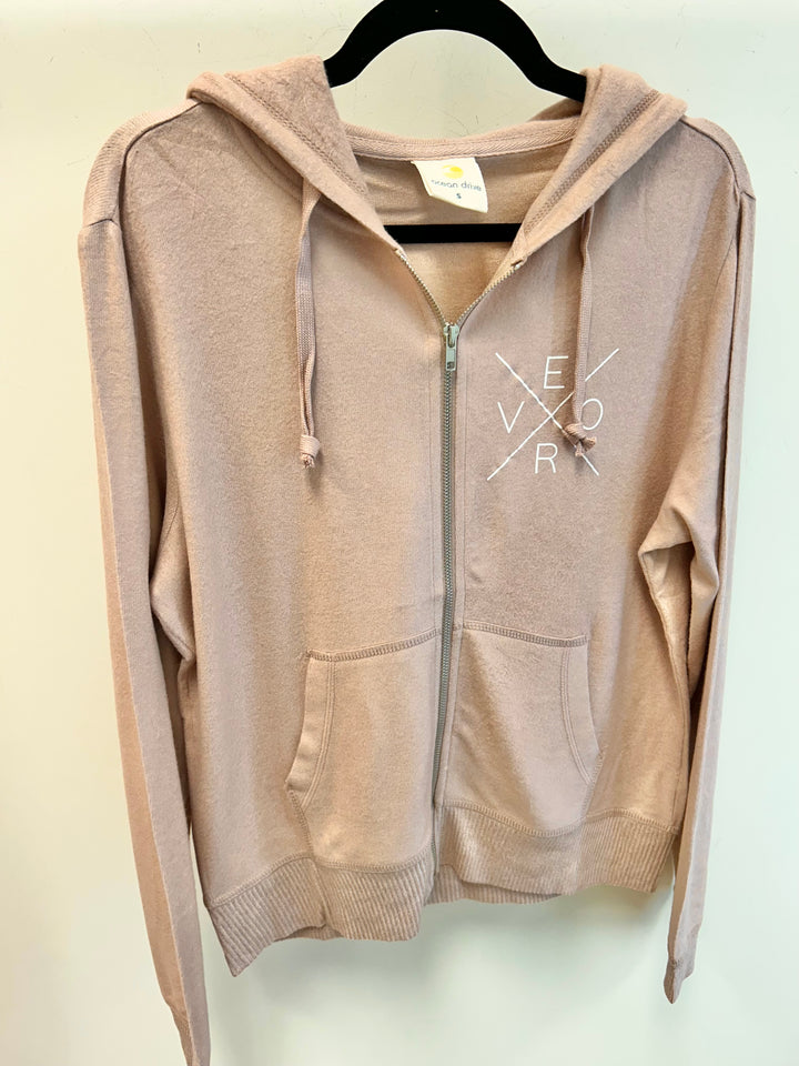 Vero Super Soft Zip Up - Taupe and White