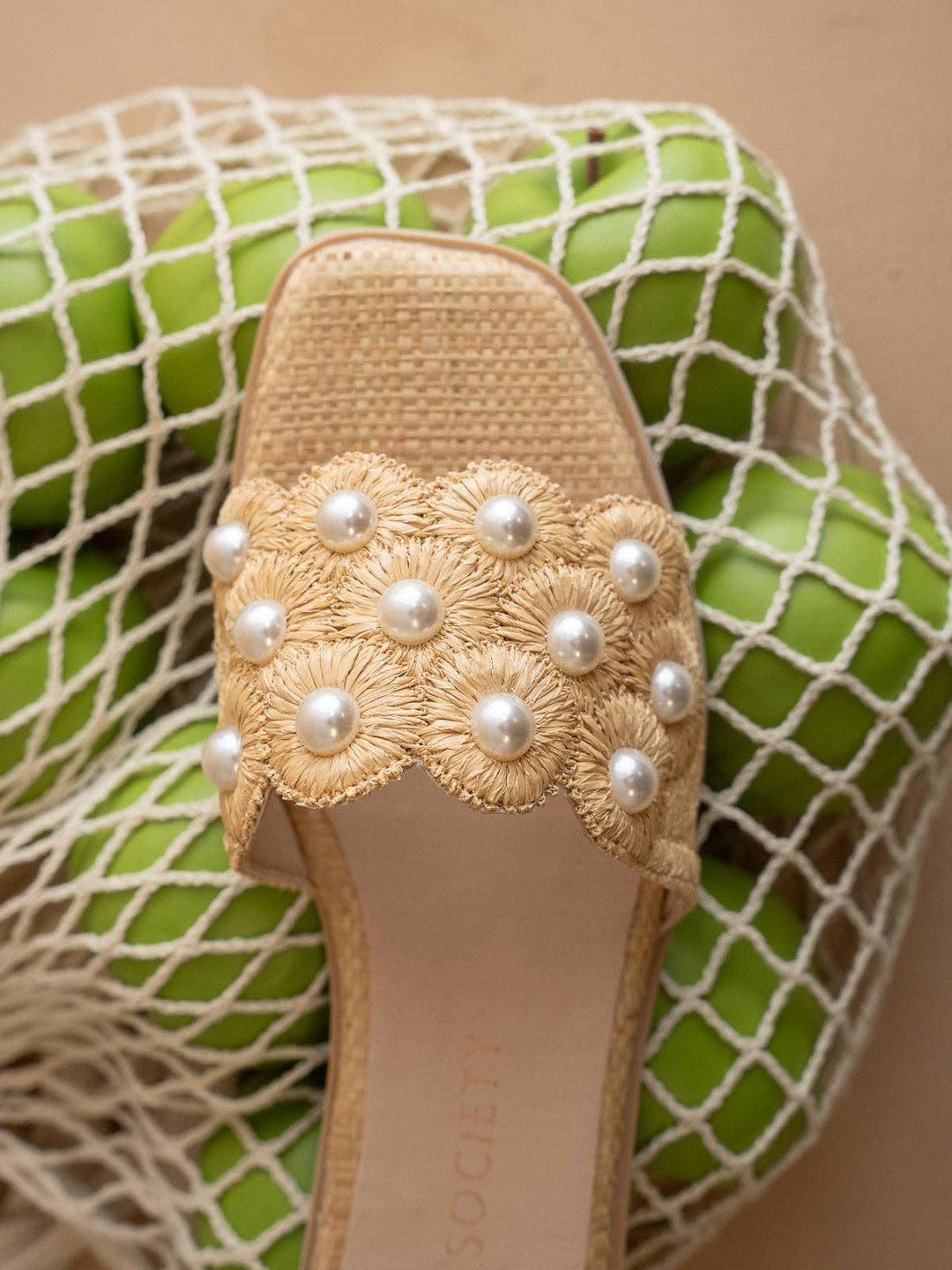 Oasis Society - The Cathleen | Natural Pearl Raffia Slide Sandal