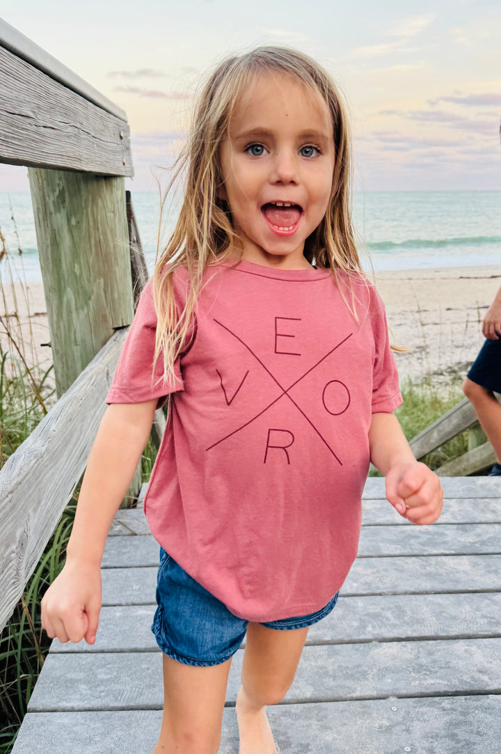 Vero Toddler Tee Shirt - Mauve and Wine