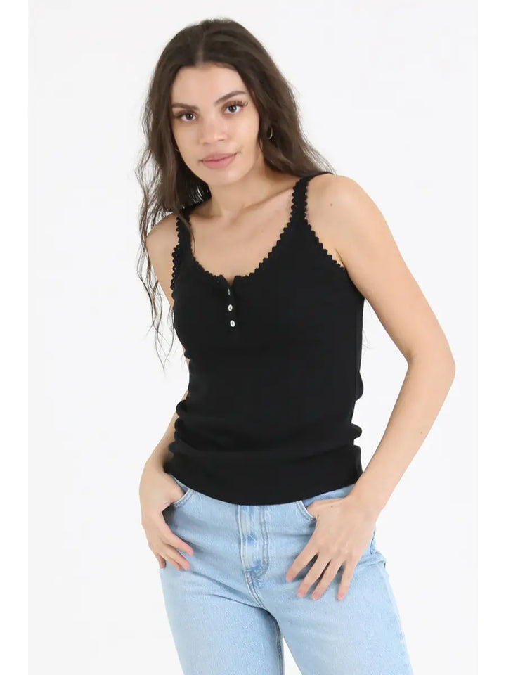 Angie Clean Hearts Tank - Black