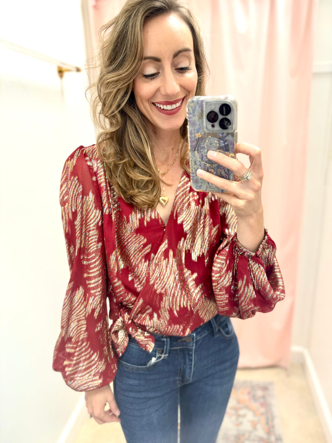 Metallic Draped Blouse