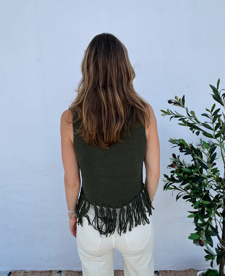 Autumn Harvest Sweater Tank - Olive