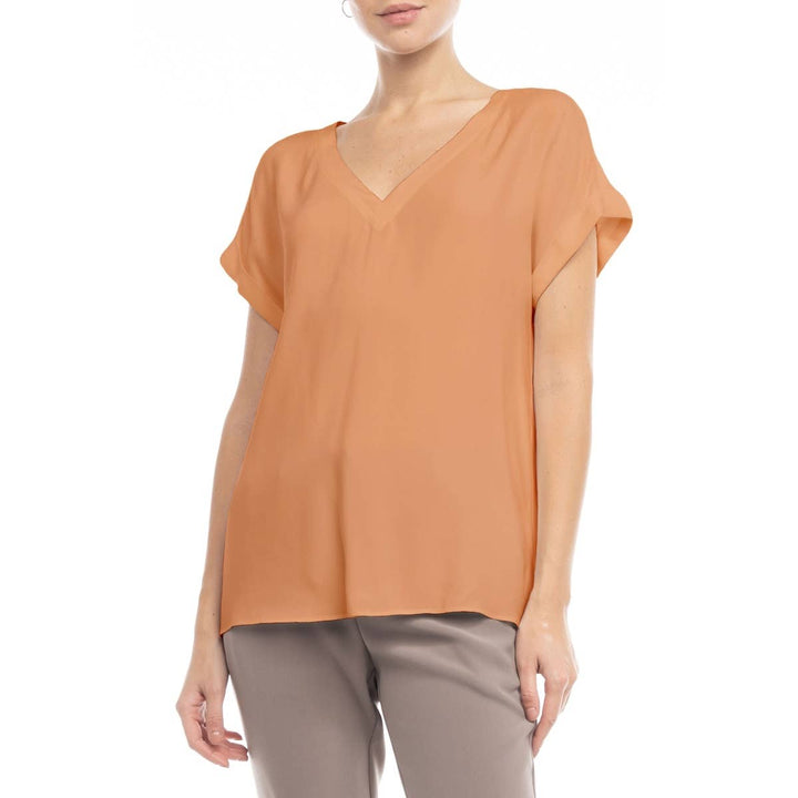 Tawny Orange V-Neck Blouse