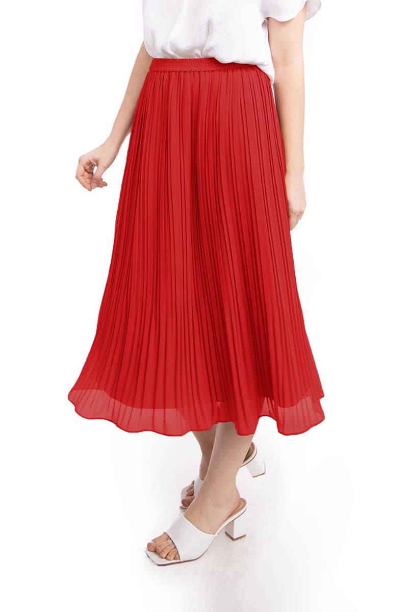 Haute Red Pleated Skirt