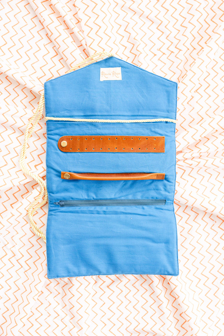 Rahab's Rope - Embroidered Velvet Jewelry Organizer Blue