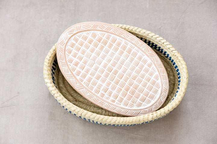 Rahab's Rope - Oval Basket Weave Blue Bread Warmer