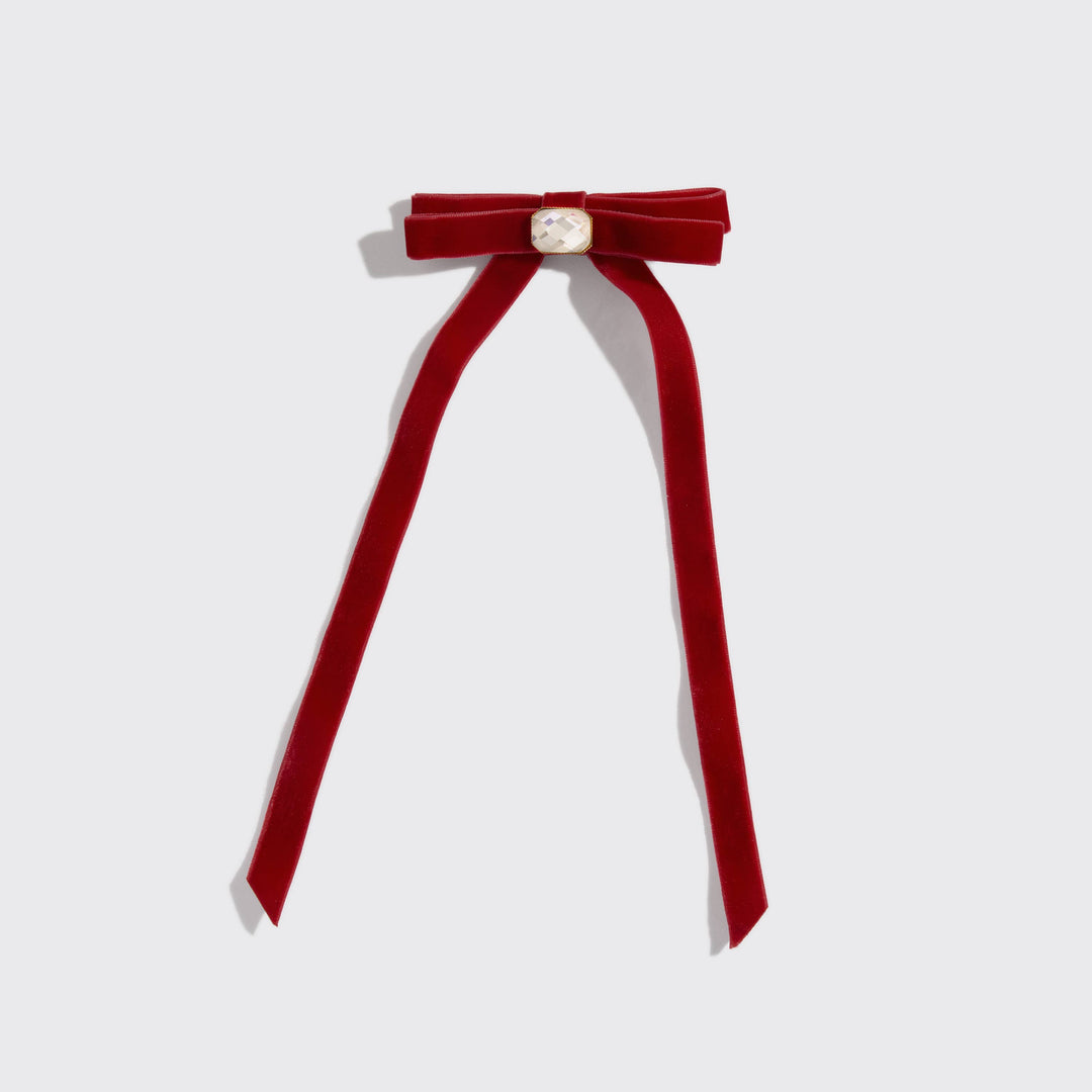 KITSCH - Holiday Velvet & Gemstone Bow Hair Clip