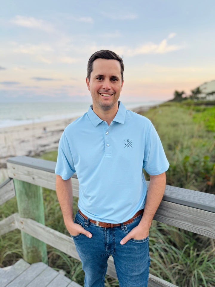 Vero Golf Shirt - Sky blue and Navy