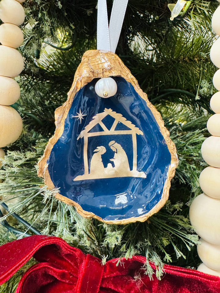 Nativity Oyster Shell Ornament