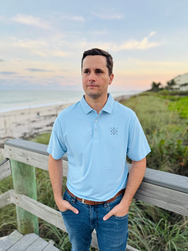 Vero Golf Shirt - Sky blue and Navy