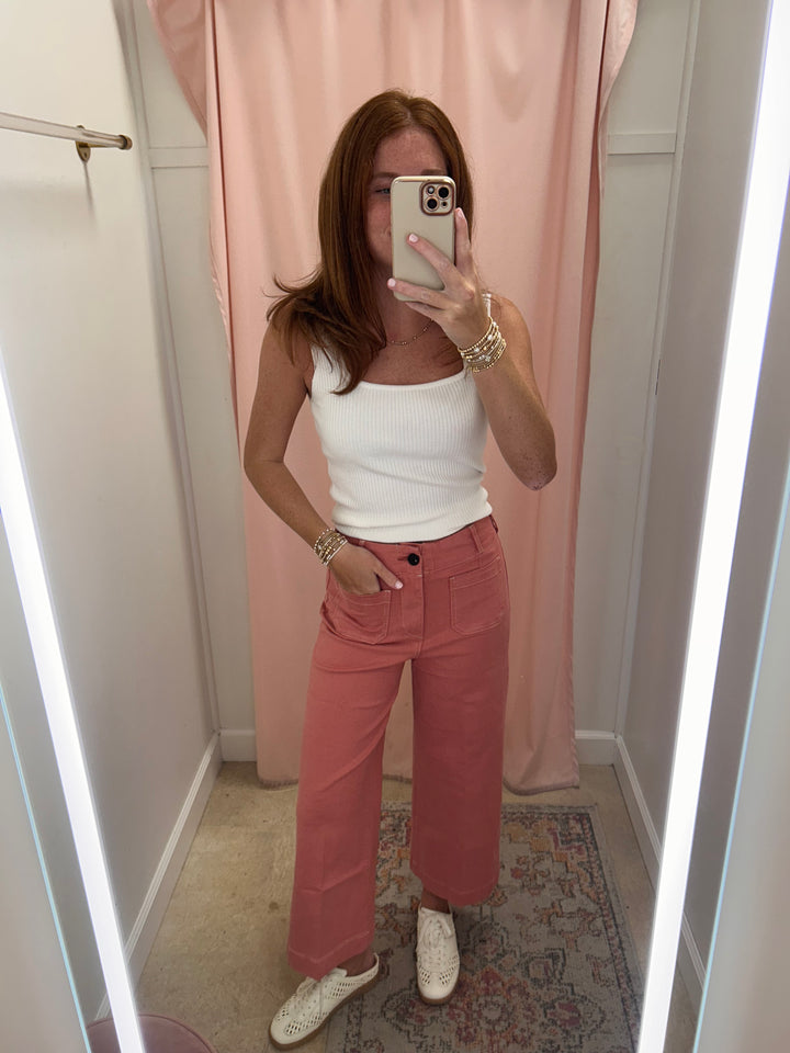 DEAR JOHN - Audrey Wide Leg Jean - Terracotta