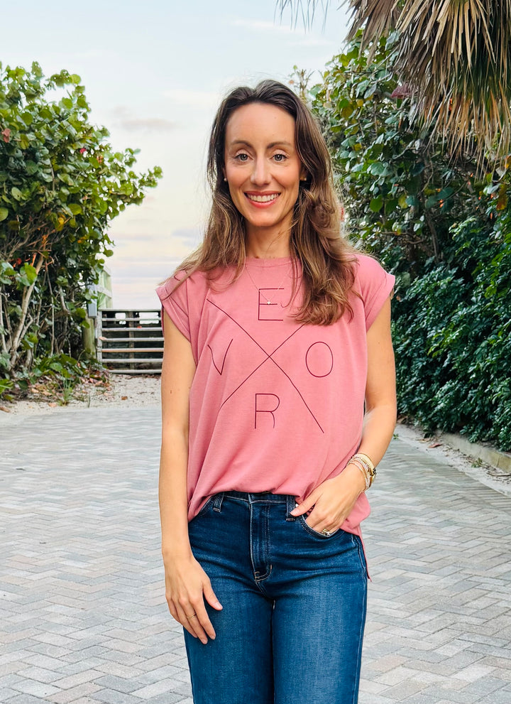 Vero Muscle Tee - Mauve & Wine