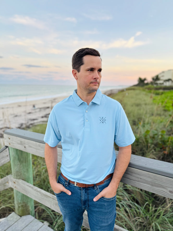 Vero Golf Shirt - Sky blue and Navy