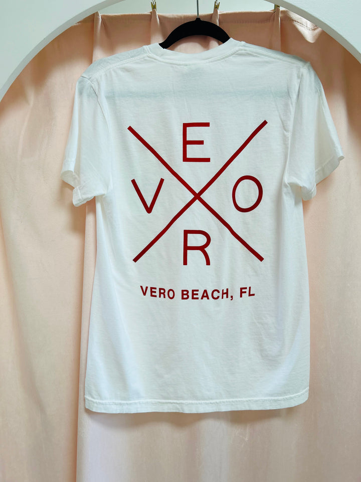 Vero Pocket Tee White & Red