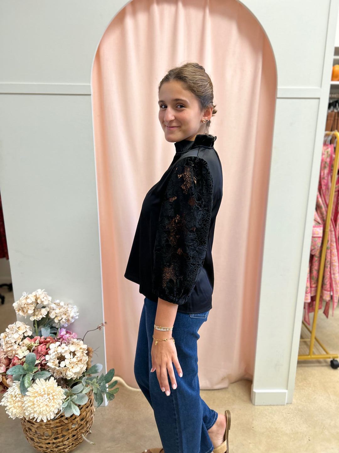 Lovely Lacey Satin Blouse