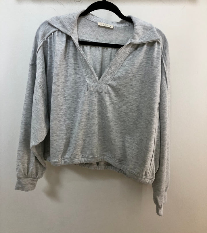 Cooling Down - Terry Collared Pullover: Heather Grey